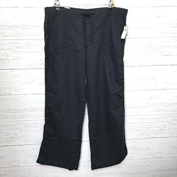 NEW Gap Women's Dark Gray Linen Blend Pants Button Fly size 16 length 32" - Picture 1 of 10
